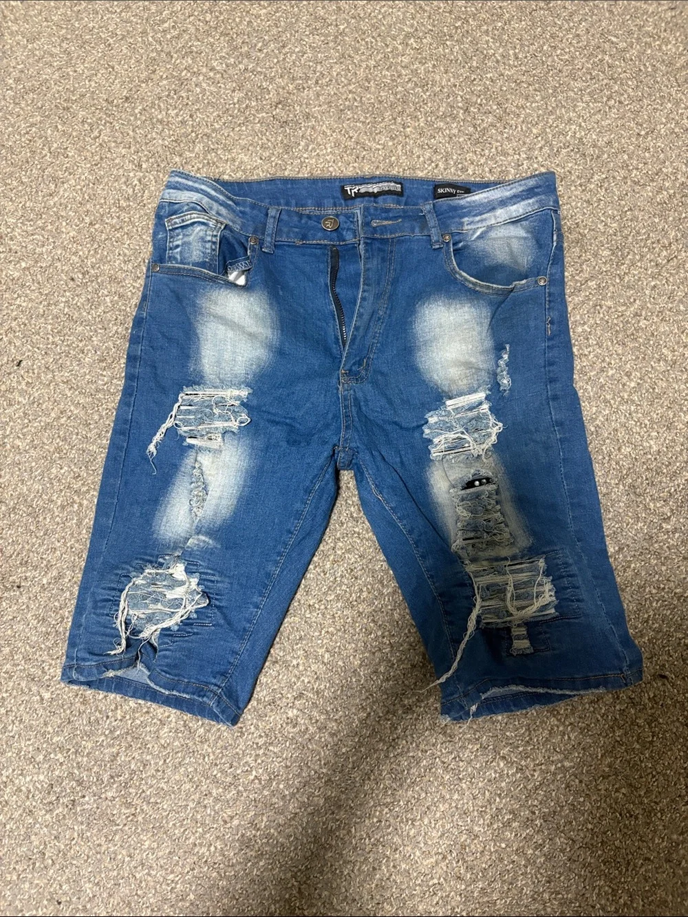 Men's Blue Distressed Denim Jean Shorts